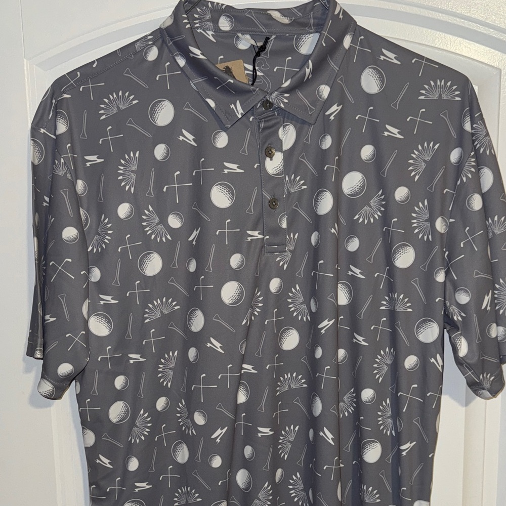 Swannies Gray Graphic Men's Polo Shirt size L